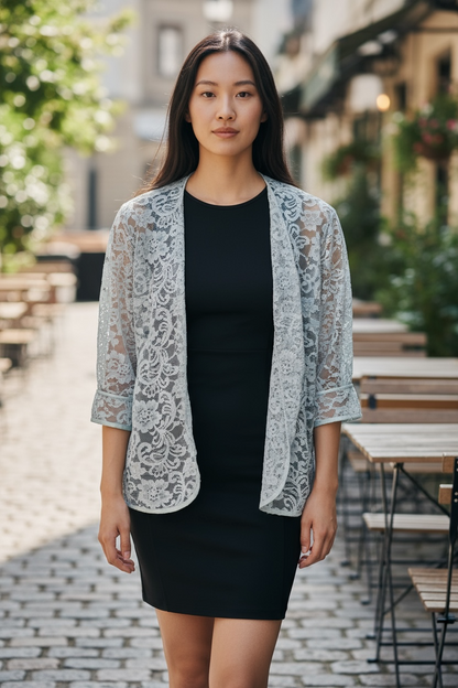 Elegant Lace Open-Front Jacket