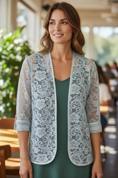 Elegant Lace Open-Front Jacket